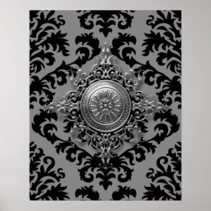 Poster Damask Design, médaillon Filigree