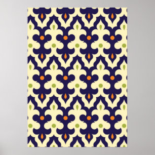 Poster Damask paisley arabesque motif marocain girly