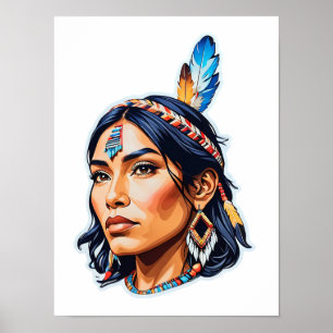Poster Dame amérindienne