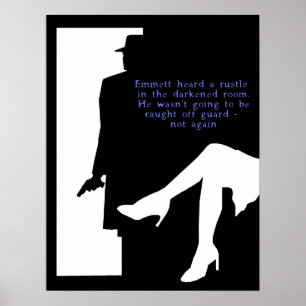 Poster Dame and a Doorway - noir print