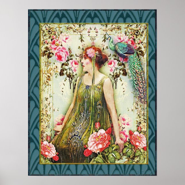 Poster Dame Art Nouveau Florale (Devant)