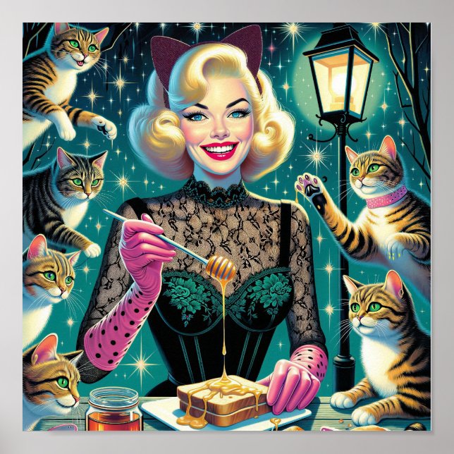 Poster Dame aux chats (Devant)