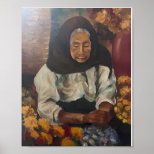 Poster Dame aux fleurs