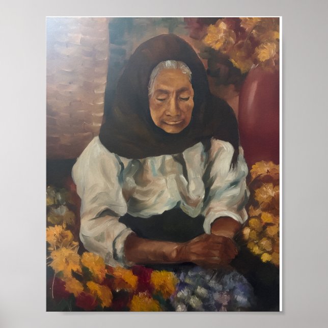 Poster Dame aux fleurs (Devant)