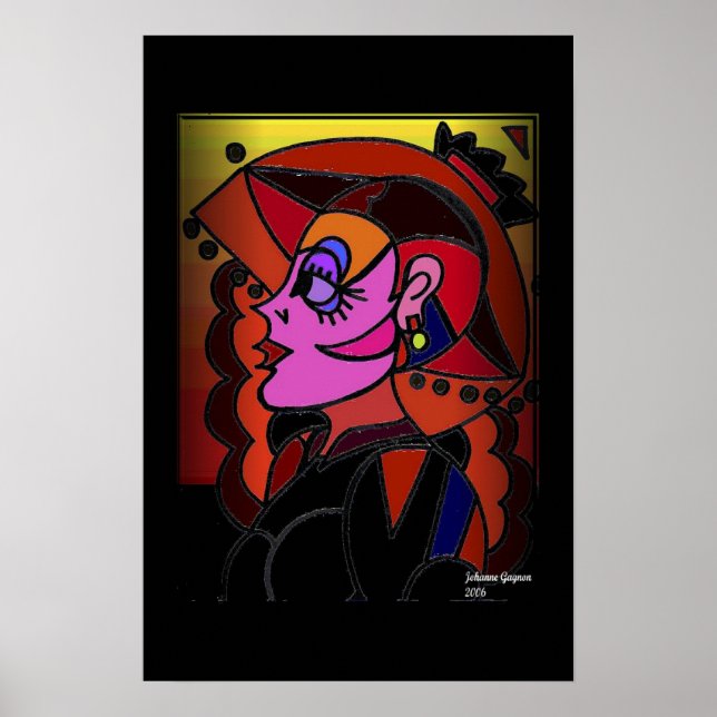 Poster Dame avec Casquette (Devant)