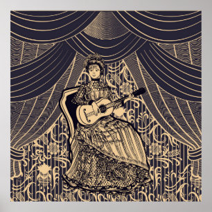 Poster Dame avec guitare