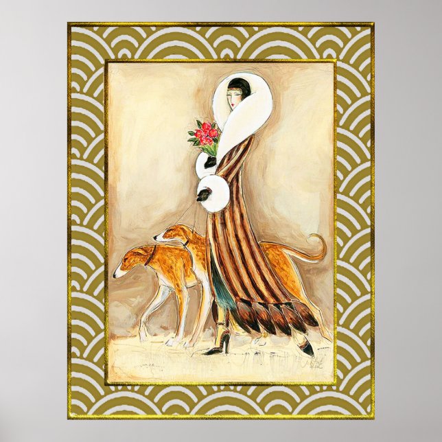 Poster Dame avec Hounds Deco (Devant)