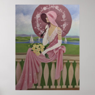 POSTER DAME AVEC UN PARASOL