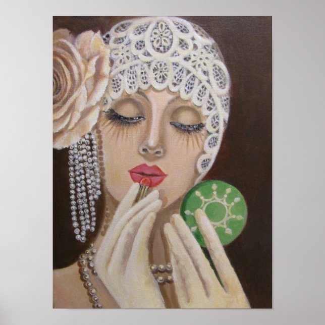 POSTER DAME DANS UN CASQUETTE DE LACE (Devant)