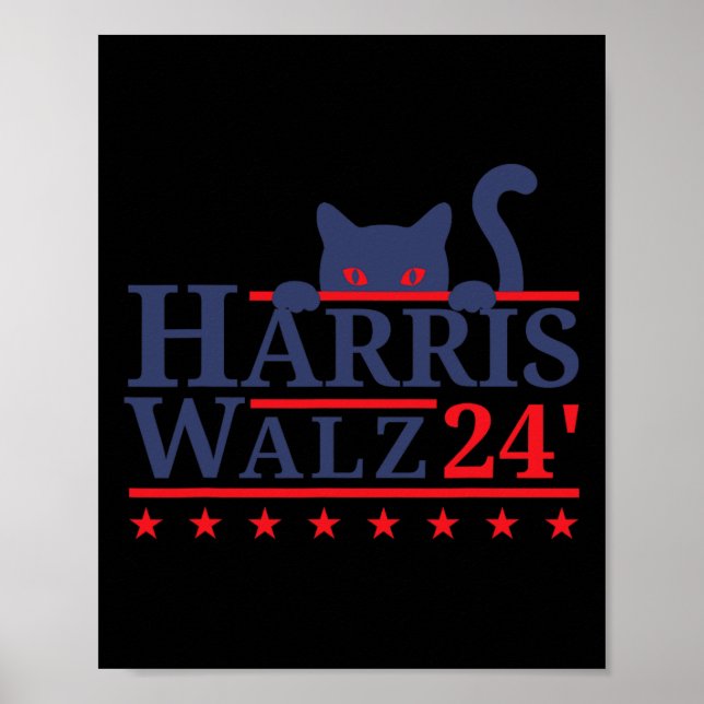 Poster Dame de chat pour Kamala Harris Tim WAlzheimer 202 (Devant)