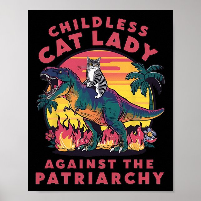 Poster Dame de chat sans enfants contre le patriarcat Cha (Devant)