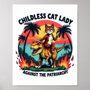 Poster Dame de chat sans enfants contre le patriarcat Cha
