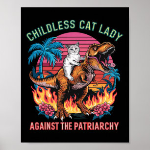 Poster Dame de chat sans enfants contre le patriarcat Cha