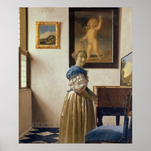 Poster Dame debout à la Virginal, vers 1672-73