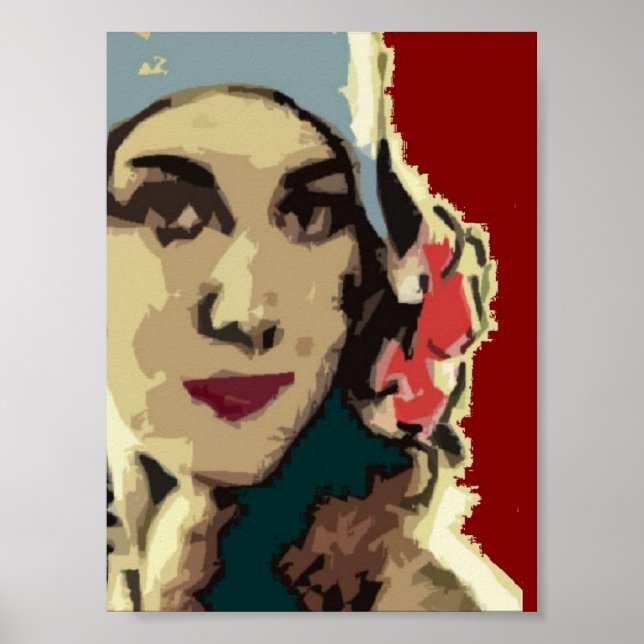 Poster Dame des années 1920 dans un Casquette bleu (Devant)