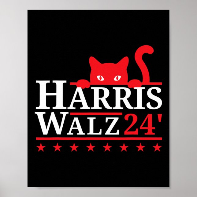 Poster Dame Du Chat Pour Kamala Harris Tim Walz Vp 2024 (Devant)