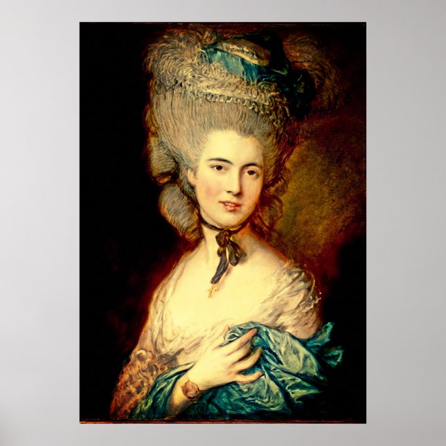Poster Dame en bleu duchesse géorgienne gainsborough (Devant)
