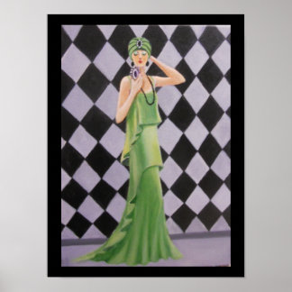 POSTER DAME EN VERT