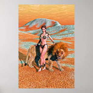 Poster Dame et Lion