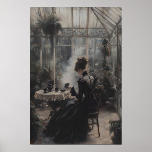 Poster Dame gothique victorienne dans un grand thé de con