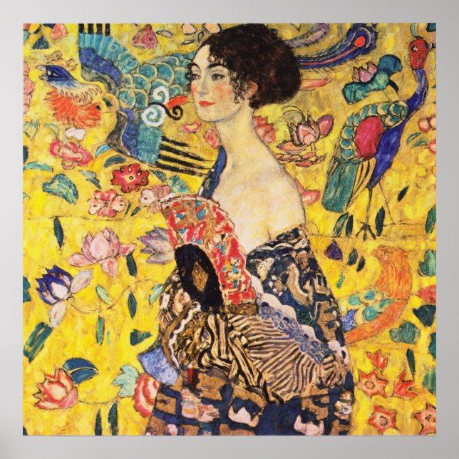 Poster Dame Gustav Klimt Avec Ventilateur (Devant)