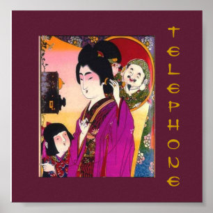 Poster DAME JAPONAISE vintage sur l'affiche de TÉLÉPHONE