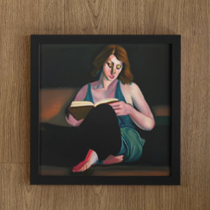 Poster Dame lisant un livre tout en se détendant