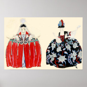 POSTER DAME ROCOCO BEAUTÉ, STYLISTE DE MODE