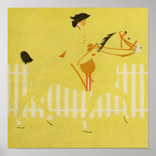 POSTER DAME SUR CHEVAL