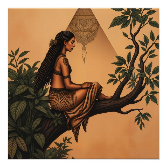 Poster Dame sur une branche (Devant)