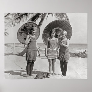 Poster Dames à la plage, 1920. Photo vintage