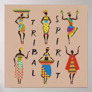Poster Dames africaines de slogan tribal d'esprit