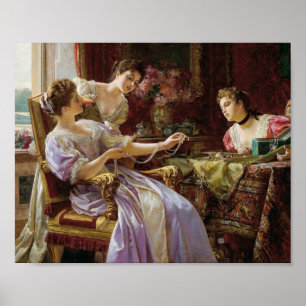 Poster Dames et bijoux vintages et exquis, élégants