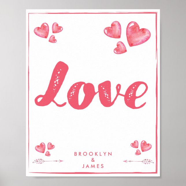 Poster d'amour avec les coeurs Matte personnalisé  (Devant)
