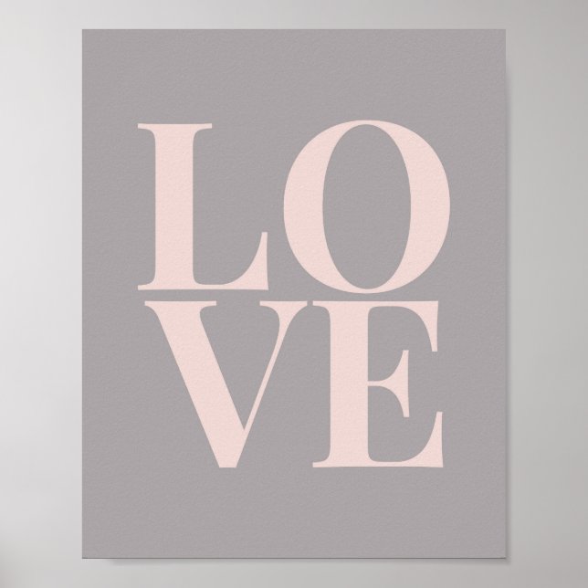 Poster d'amour rose et gris (Devant)