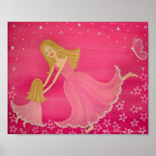 Poster Dancing By Twilight - 8x10 Mother & Girl Kids Art