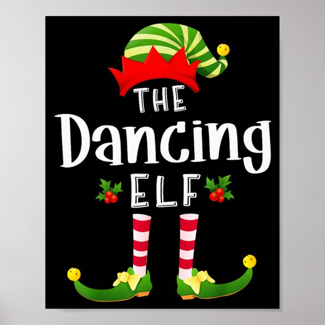 Poster Dancing Christmas Elf Matching Pajama X-mas Party  (Devant)