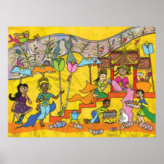 Poster Dancing Devas - Art cambodgien Imprimer