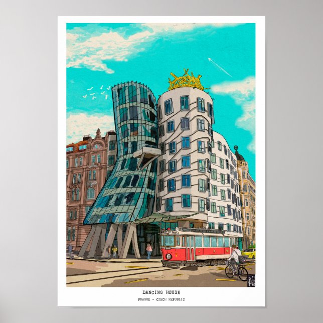Poster Dancing House Prague République tchèque Whimsical  (Devant)