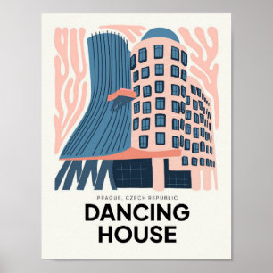 Poster Dancing House Prague Voyage abstrait tchèque flora