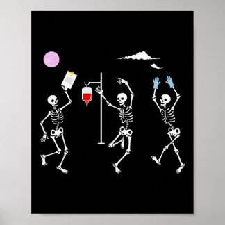 Poster Dancing Skeleton Funny Nurse Skeleton Halloween He