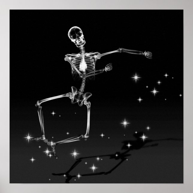 Poster Dancing X-Ray Skeleton - B&W (Devant)