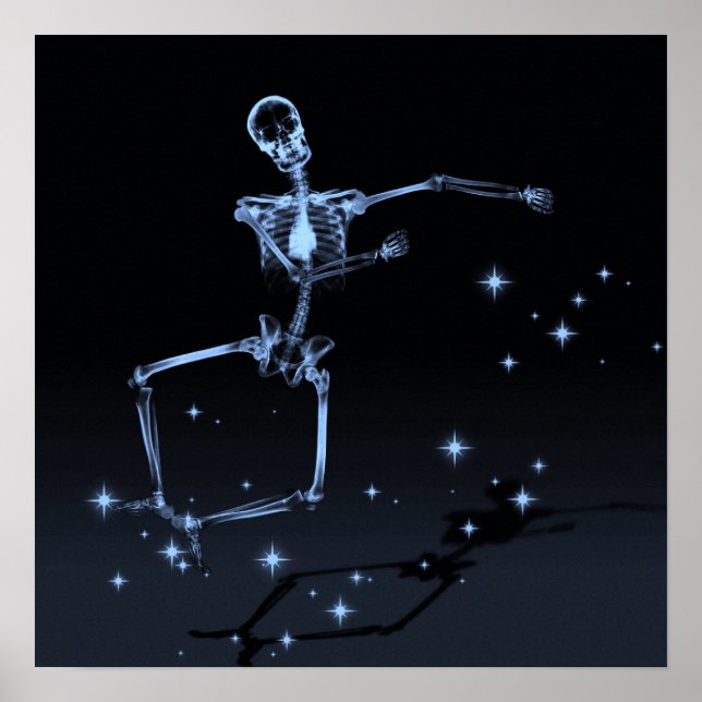Poster Dancing X-Ray Skeleton - Bleu (Devant)