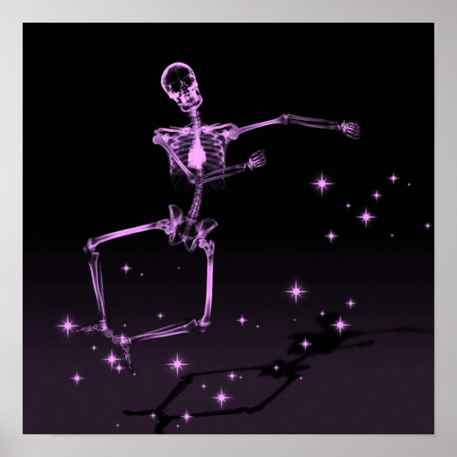 Poster Dancing X-Ray Skeleton - Rose (Devant)