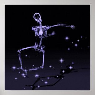Poster Dancing X-Ray Skeleton - Violet