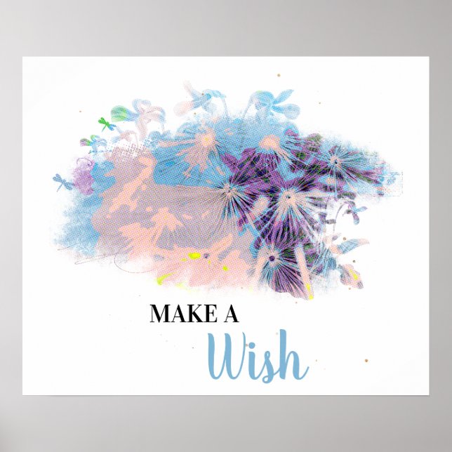 Poster *~* DANDELION Abstrait Faire un voeu (Devant)