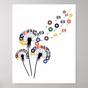 Poster Dandelion Billiard Chemise Billiard Joueur Femme B