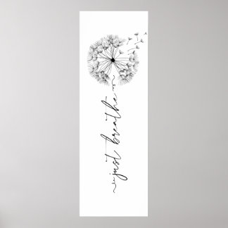 Poster Dandelion dans le vent - Breathe in Script