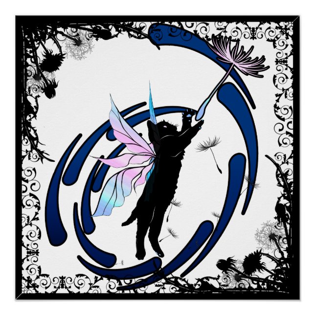 Poster Dandelion de chat cosmique (Devant)