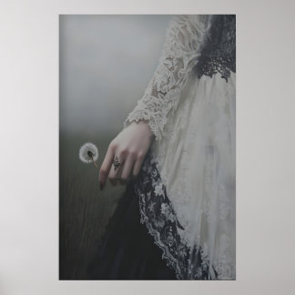 Poster Dandelion Éthéré Vœu Dame Gothique Art Sombre